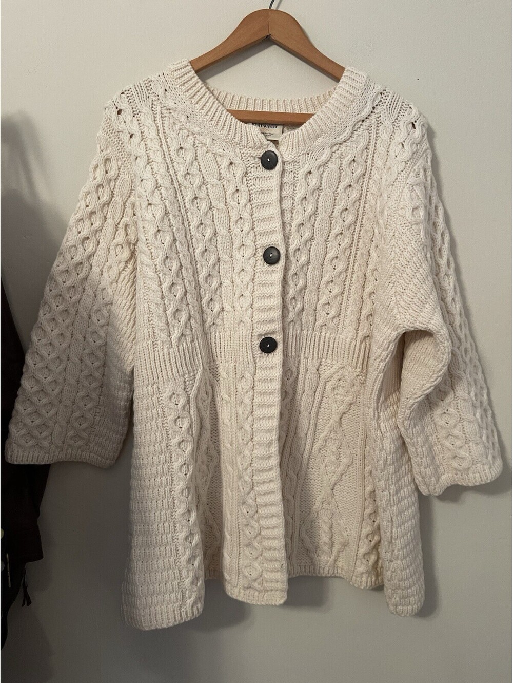 Kilronan Knitwear Pure Merino Wool Ireland Chunky Cable Knit Cardigan XXL 2X